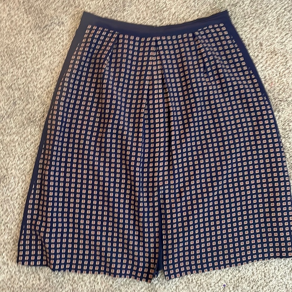 Madewell Navy pattern Knee Length Skirt with front and back slit